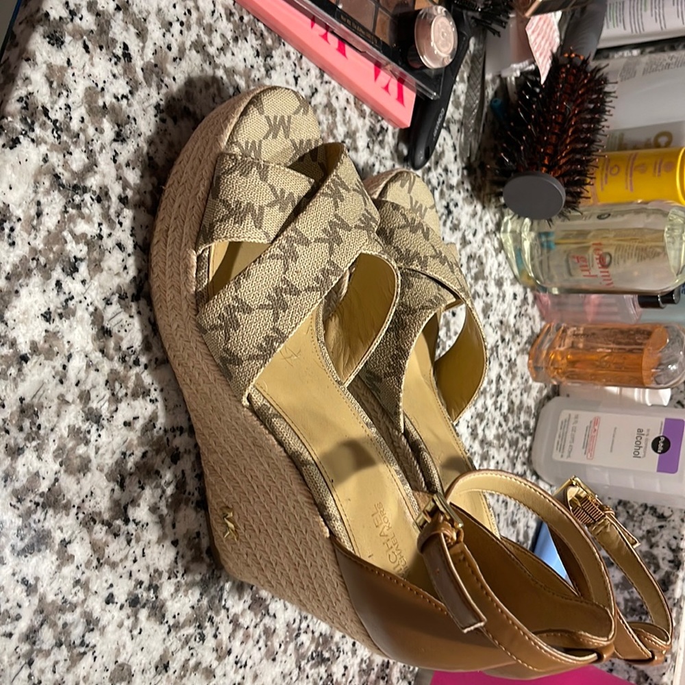 Women's Michael Kors wedge heels khaki and brown size 8